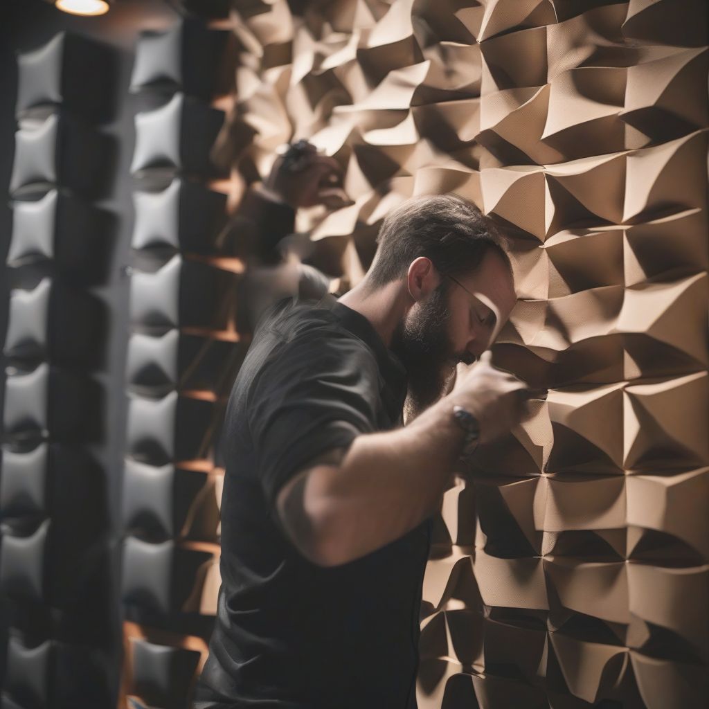 Musician Adjusting Acoustic Panels